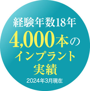 経験年数18年4,000本のインプラント実績